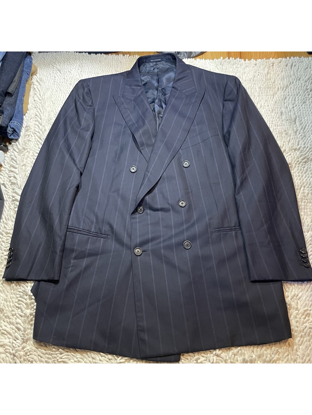 Ermenegildo Zegna Double Breasted Blazer Su Misura 15 MilMil 15 Pinstripe 46R